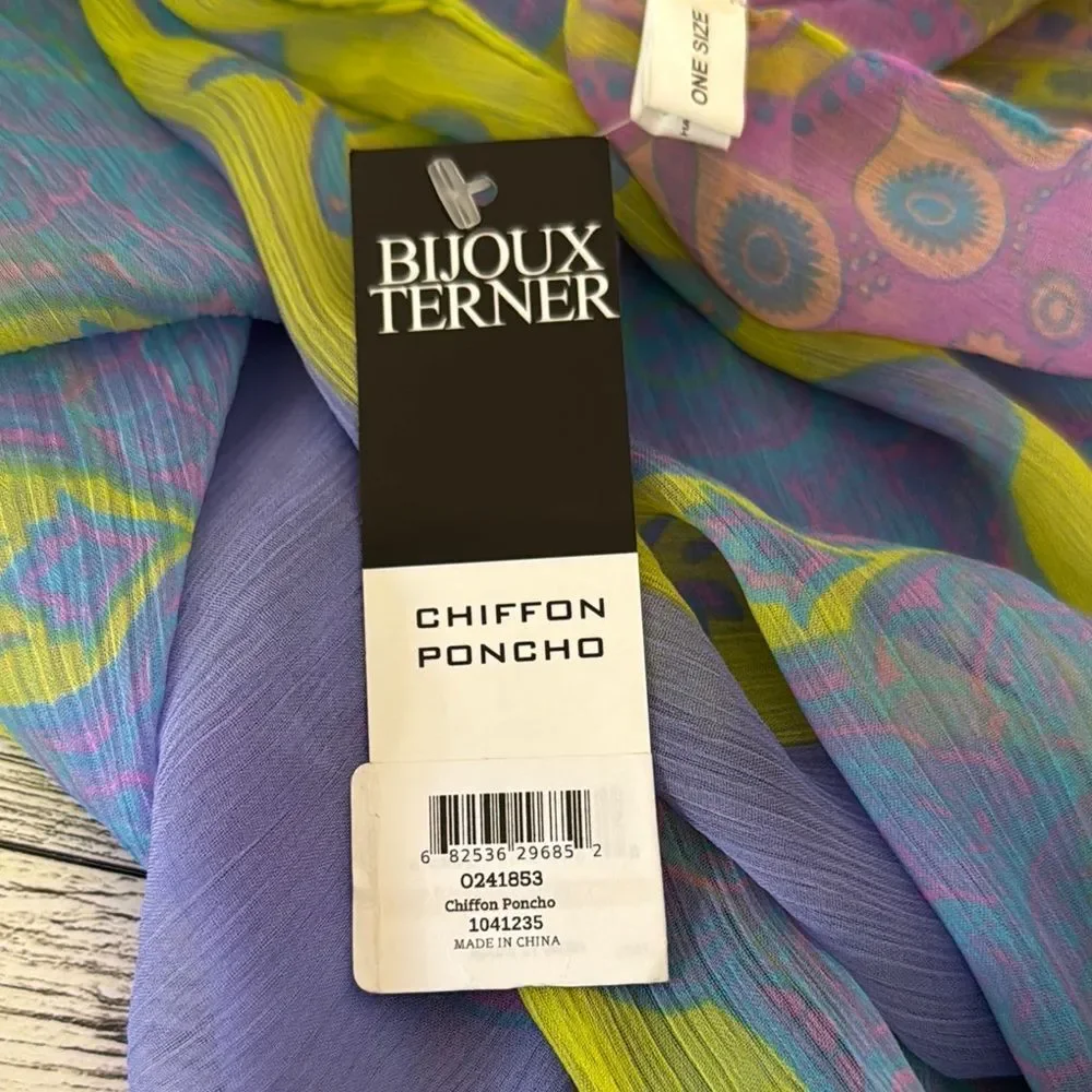 Bijoux Terner Blue and Purple Chiffon Scarf NWT